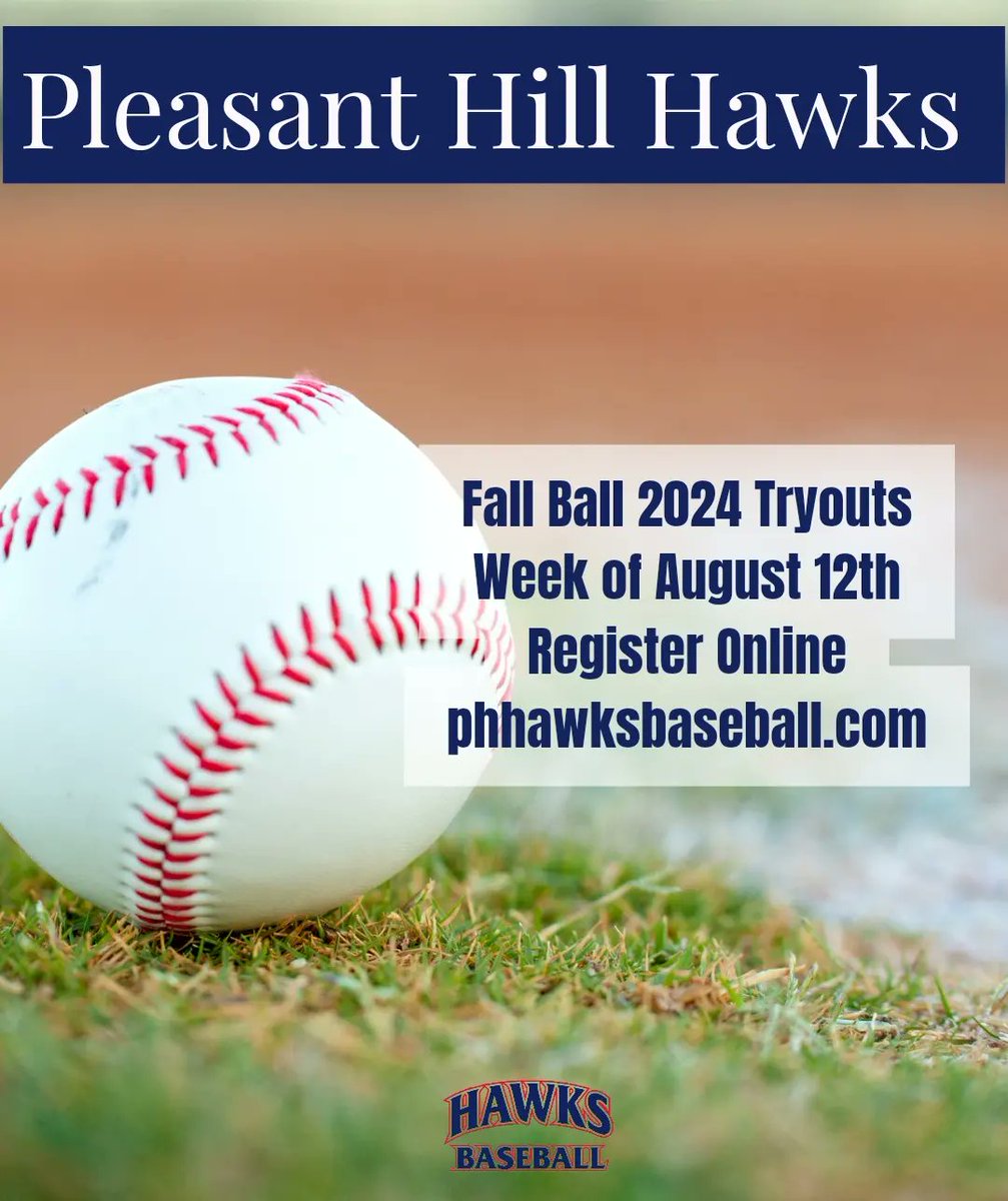 phhawksbaseball's tweet photo. There's still time to sign up for Fall Ball Tryouts! Tryouts are the week of August 12th, for ages 9u-14u. Head to https://t.co/yT3zLs60qv to sign up!
Go Hawks! https://t.co/rjCe4sZmPW
