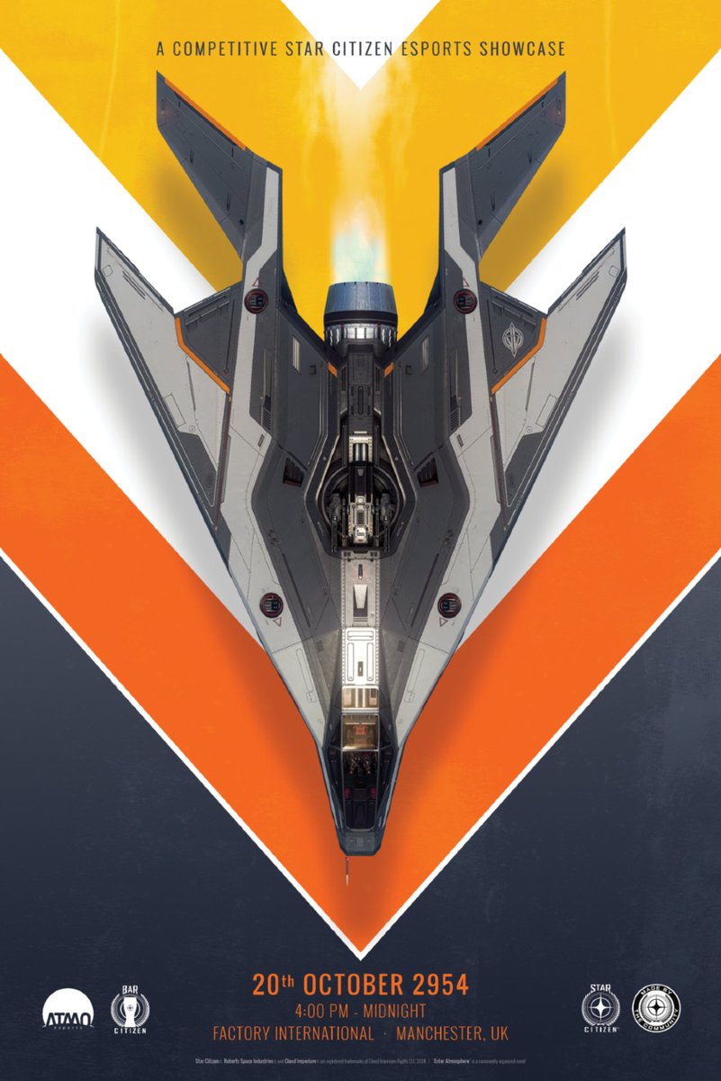Welcome to ENTER ATMOSPHERE! 🚀

A competitive Star Citizen esports showcase event by ATMO esports. The perfect post #CitizenCon2954 event featuring live Ship Racing, A special CIG Panel, &amp; the Fight or Flight World Championship!

🗓️October 20th, 2954
🌐atmo.sc/EnterATMOSPHERE