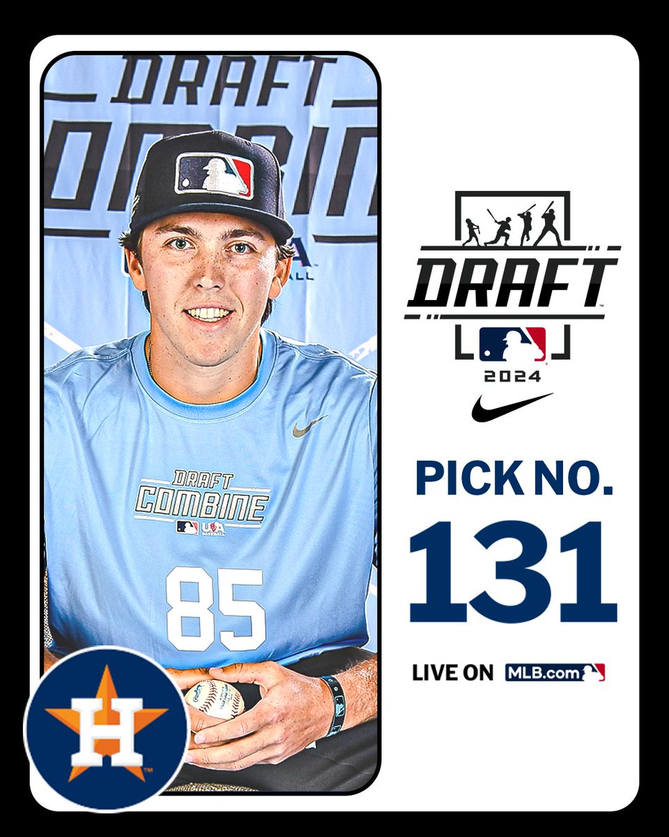 MLB Draft (@mlbdraft) on Twitter photo With their 4th-round pick (No. 131 overall), the @Astros select <a href="/RiceBaseball/">Rice Baseball</a> right-handed pitcher Parker Smith.
Watch LIVE: atmlb.com/3zJ3gua With their 4th-round pick (No. 131 overall), the @Astros select <a href="/RiceBaseball/">Rice Baseball</a> right-handed pitcher Parker Smith.
Watch LIVE: atmlb.com/3zJ3gua