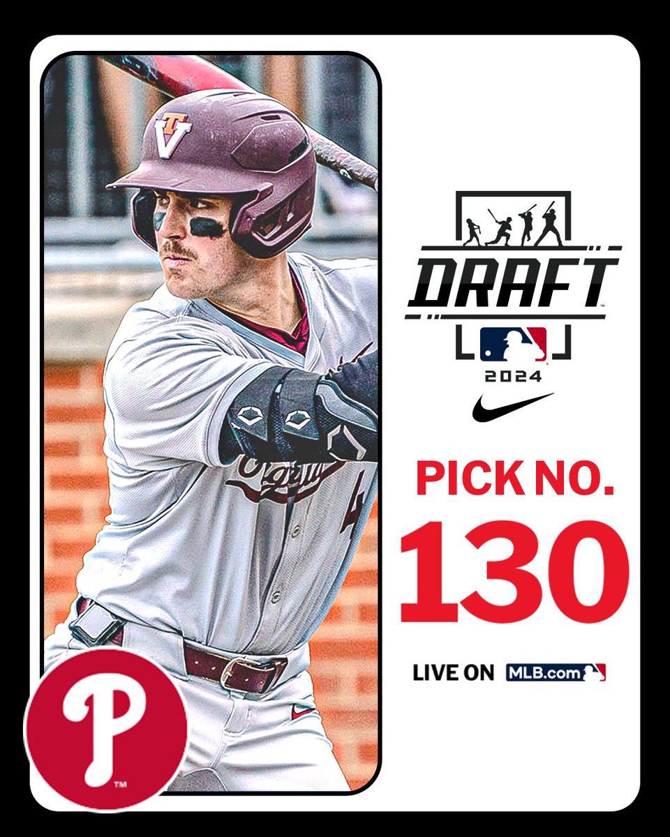 MLB Draft (@mlbdraft) on Twitter photo With their 4th-round pick (No. 130 overall), the <a href="/Phillies/">Philadelphia Phillies</a> select <a href="/HokiesBaseball/">Virginia Tech Baseball</a> shortstop Carson DeMartini, No. 93 on the Top 250 Draft Prospects list.
Watch LIVE: atmlb.com/3zJ3gua With their 4th-round pick (No. 130 overall), the <a href="/Phillies/">Philadelphia Phillies</a> select <a href="/HokiesBaseball/">Virginia Tech Baseball</a> shortstop Carson DeMartini, No. 93 on the Top 250 Draft Prospects list.
Watch LIVE: atmlb.com/3zJ3gua