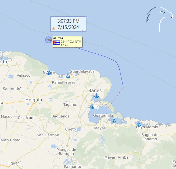 FlconEYES's tweet photo. En #Nuevitas AUGUSTA LUNA 9480124 terminó de entregar.

En #Nipe el tanquero ALICIA 9284817 terminó de entregar rumbo a La #Habana ahora.

#Now #AIS #cubarcos #Cuba #15Jul https://t.co/cHiNSSIPqY