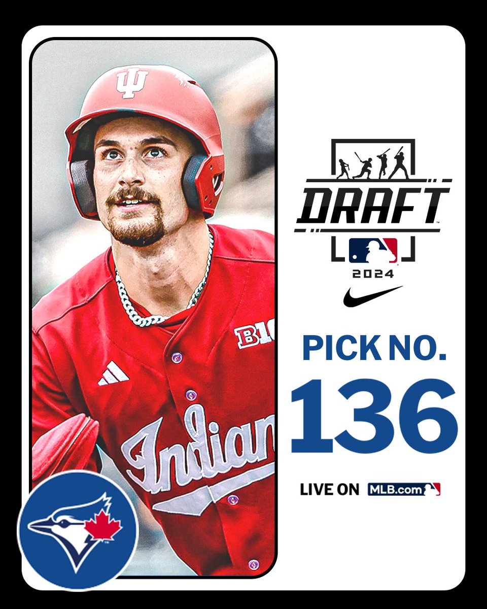 MLB Draft (@mlbdraft) on Twitter photo With their compensation pick (No. 136 overall), the <a href="/BlueJays/">Toronto Blue Jays</a> select <a href="/IndianaBase/">Indiana Baseball</a> outfielder Nick Mitchell.
Watch LIVE: atmlb.com/3zJ3gua With their compensation pick (No. 136 overall), the <a href="/BlueJays/">Toronto Blue Jays</a> select <a href="/IndianaBase/">Indiana Baseball</a> outfielder Nick Mitchell.
Watch LIVE: atmlb.com/3zJ3gua