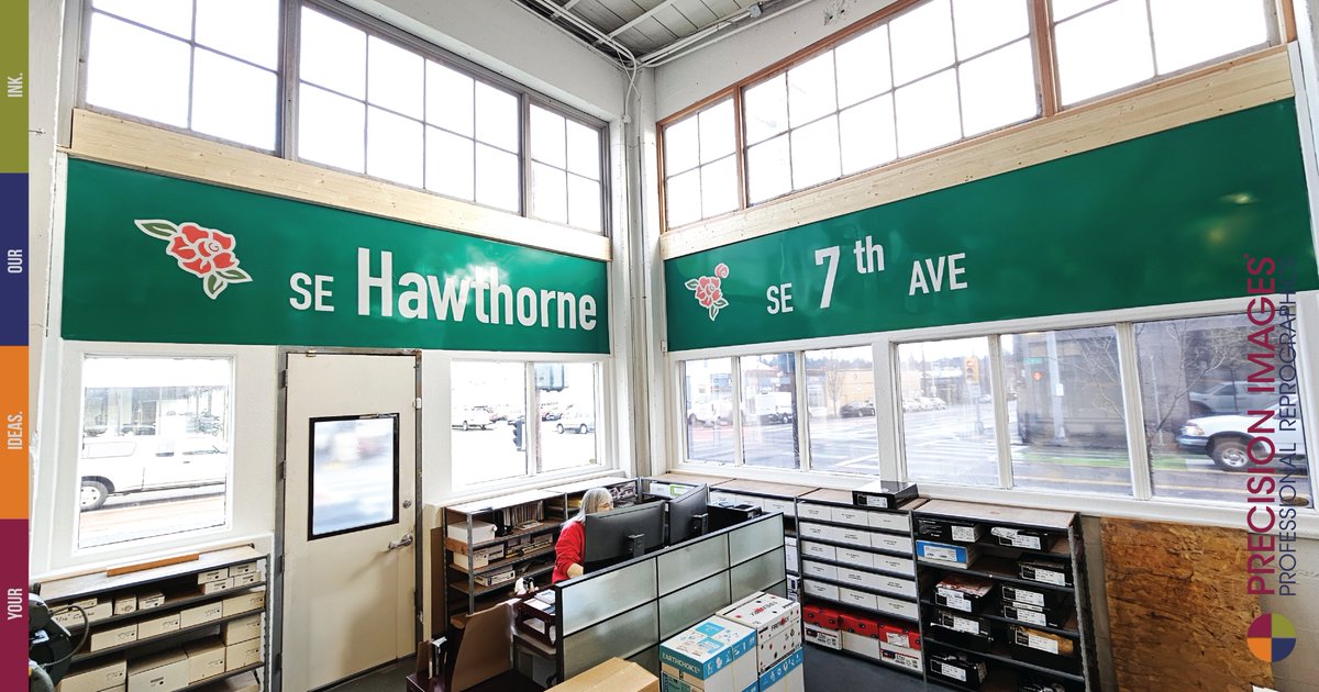 PrecisionImages's tweet image. Do you have an area that need bold graphics? Share your vision with us, and we'll bring it to life! Our reflective vinyl street signs get tons of compliments! Contact us at 503-274-2030 or CSR@PrecisionImages.com

#PrecisionImages
#YourIdeasOurink
#BoldGraphics
#InteriorGraphics