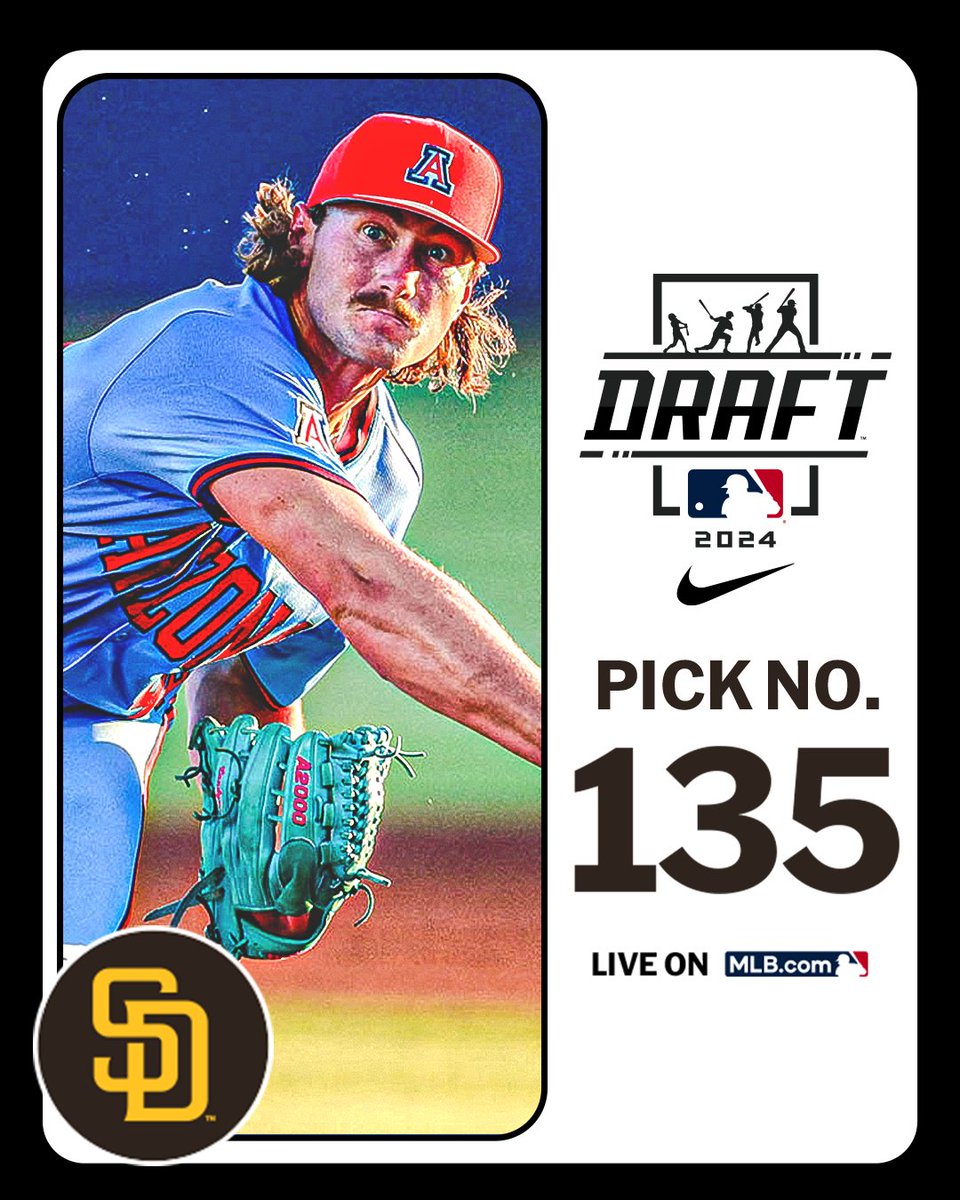 MLB Draft (@mlbdraft) on Twitter photo With their compensation pick (No. 135 overall), the <a href="/Padres/">San Diego Padres</a> select <a href="/ArizonaBaseball/">Arizona Baseball</a> right-handed pitcher Clark Candiotti, No. 232 on the Top 250 Draft Prospects list.
Watch LIVE: atmlb.com/3zJ3gua With their compensation pick (No. 135 overall), the <a href="/Padres/">San Diego Padres</a> select <a href="/ArizonaBaseball/">Arizona Baseball</a> right-handed pitcher Clark Candiotti, No. 232 on the Top 250 Draft Prospects list.
Watch LIVE: atmlb.com/3zJ3gua