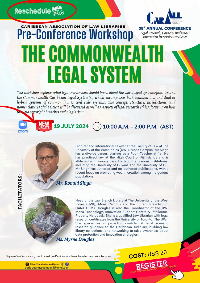 We've had to reschedule the pre-conference workshop. Now is your lucky chance to attend if you missed the time to register. The new closing date for registration is Wednesday 17th July 2024. 
Register here tinyurl.com/mppm4e5z
#CARALL2024