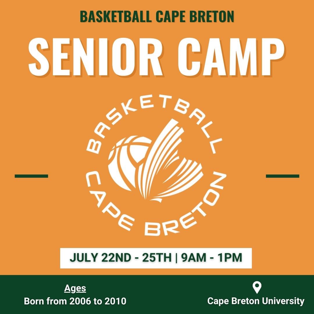 Basketball Cape Breton (@basketballcb) on Twitter photo 🏀Basketball Cape Breton Senior Camp
Participants: Born between 2006 & 2010
Dates: July 22nd, 23rd, 24th, 25th
Time: 9 AM - 1 PM
Location: Cape Breton University
Cost: $200
Register now through the Linktree in our bio. questions, email us at summer2024@basketballcapebreton.com 🏀Basketball Cape Breton Senior Camp
Participants: Born between 2006 & 2010
Dates: July 22nd, 23rd, 24th, 25th
Time: 9 AM - 1 PM
Location: Cape Breton University
Cost: $200
Register now through the Linktree in our bio. questions, email us at summer2024@basketballcapebreton.com