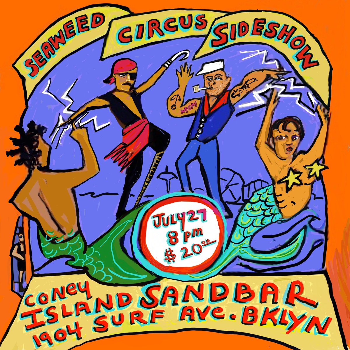DickZigun's tweet photo. PRESENTING FOR YOUR GOOFBALL PLEASURE:
THE SEAWEED CIRCUS SIDESHOW
Starring
#jellyboytheClown
#SageSoverign
#RobRomeo
#Insectavora
#AlbertCadabra
#DickZigun
#sideshow
#freakshow
#SandBar
#coneyisland https://t.co/0PWJ84ADHJ