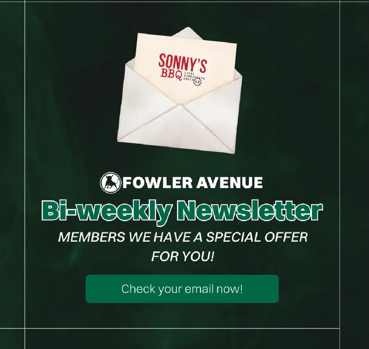 big_time321's tweet photo. Attention @FowlerAvenue members! Don’t miss out—check your emails for an exclusive offer from @SonnysBBQ just for you! Not a member yet? Join today for more exclusive perks and
special deals!🤘🏾 https://t.co/s9L0s02DtO