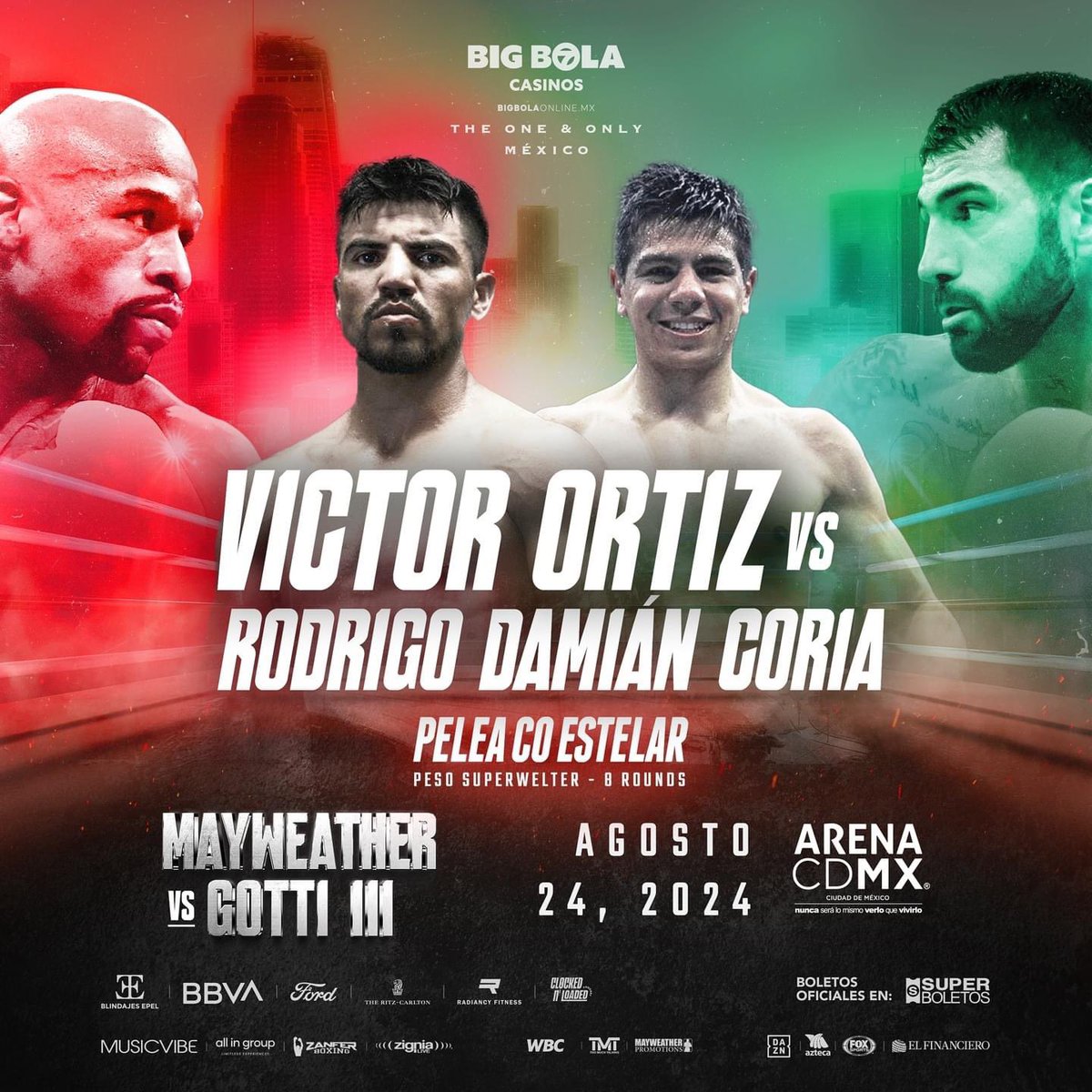 ailoviutl's tweet photo. 🚨 INFORMACIÓN IMPORTANTE 🚨

Como antesala de la pelea estelar entre Floyd Mayweather vs John Gotti III, se subirá al ring de la Arena CDMX el próximo 24 de agosto:

🇲🇽 Víctor Ortiz vs Rodrigo Damián Coria 🇦🇷

Consigue tus boletos en: https://t.co/Vicmu1AO1X

#FloydMayweather #Money #Mayweather #Box #BoxingNews #Boxeo #BoxingVideos #Boxing #MayweatherMéxico #CDMX @Musicvibe_mx Money Box #Gotti México #México #ArenaCDMX #VíctorOrtiz #RodrigoDamiánCoria