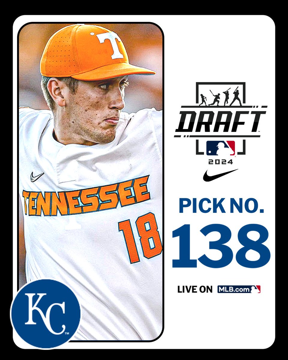 MLB Draft (@mlbdraft) on Twitter photo With their 5th-round pick (No. 138 overall), the <a href="/Royals/">Kansas City Royals</a> select <a href="/Vol_Baseball/">Tennessee Baseball</a> right-handed pitcher A.J. Causey, No. 242 on the Top 250 Draft Prospects list.
Watch LIVE: atmlb.com/3zJ3gua With their 5th-round pick (No. 138 overall), the <a href="/Royals/">Kansas City Royals</a> select <a href="/Vol_Baseball/">Tennessee Baseball</a> right-handed pitcher A.J. Causey, No. 242 on the Top 250 Draft Prospects list.
Watch LIVE: atmlb.com/3zJ3gua