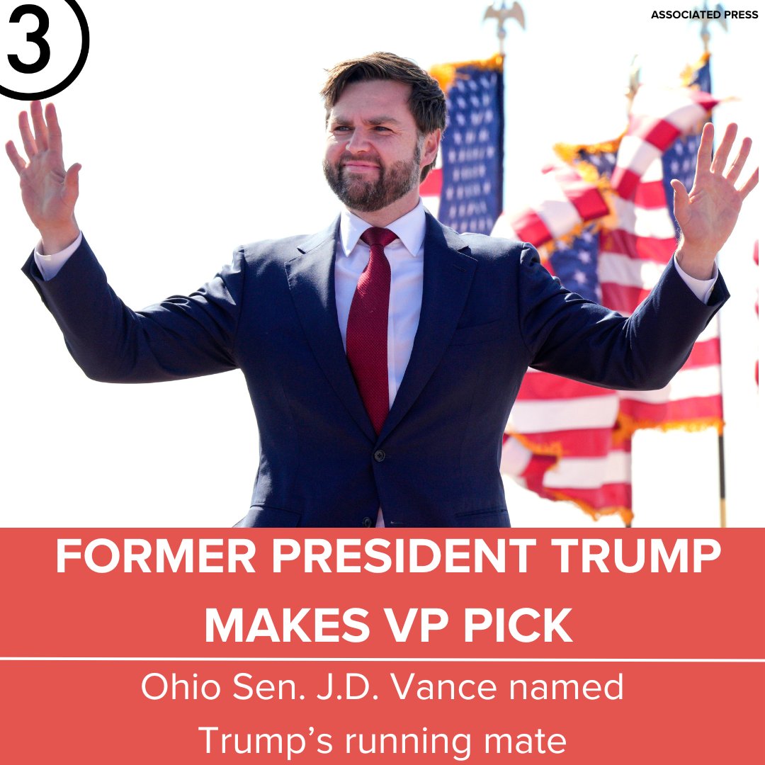 wkyc's tweet image. BREAKING | Former President Donald Trump has selected Ohio U.S. Senator JD Vance to be his running mate in the 2024 presidential election.

Read more here: wkyc.com/article/news/n…