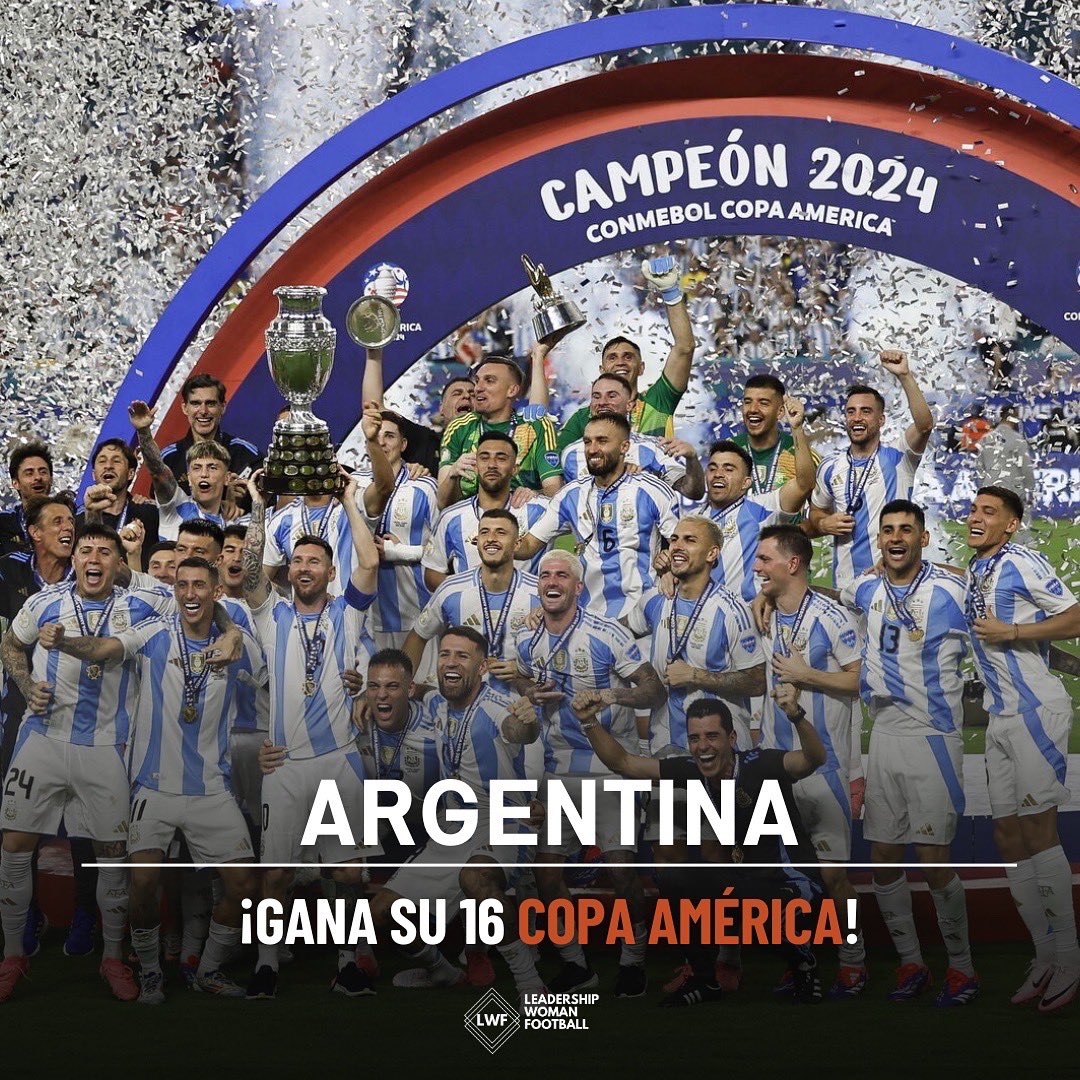 LWFplatform's tweet image. ¡Dos finales, dos campeones! Este domingo ha sido histórico.

🇪🇸 España gana la Eurocopa: Cuarto trofeo europeo, superando a Alemania. 

🇦🇷 Argentina gana la Copa América: Decimosexto título con gol de Martínez en el alargue. 

¡Felicidades a ambos equipos! 🎉⚽️