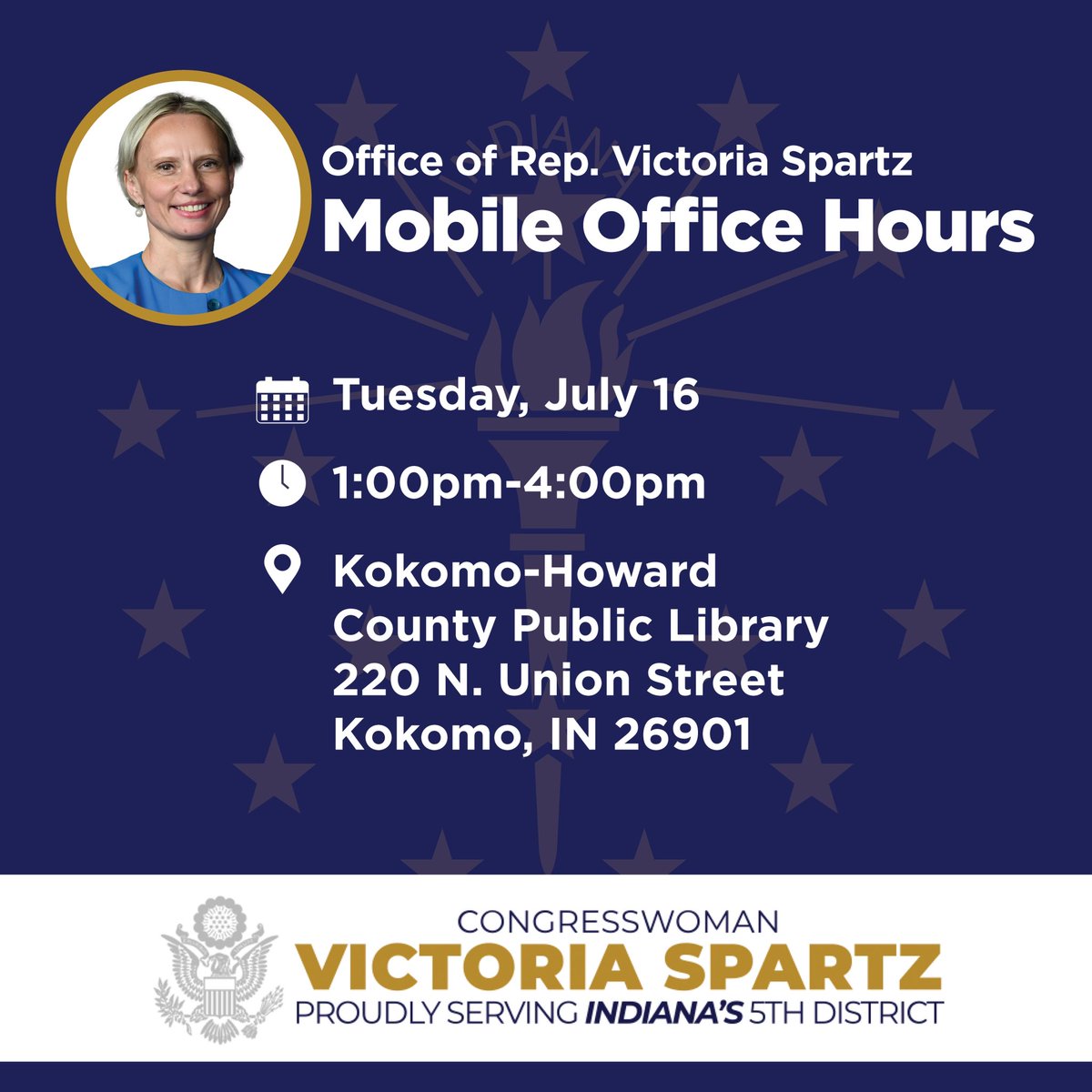 RepSpartzOffice's tweet photo. Tomorrow, our office will be holding Mobile Office Hours in Howard County. Please feel free to drop by and speak with a member of our staff about any federal assistance you may need! https://t.co/3qEf8t081c