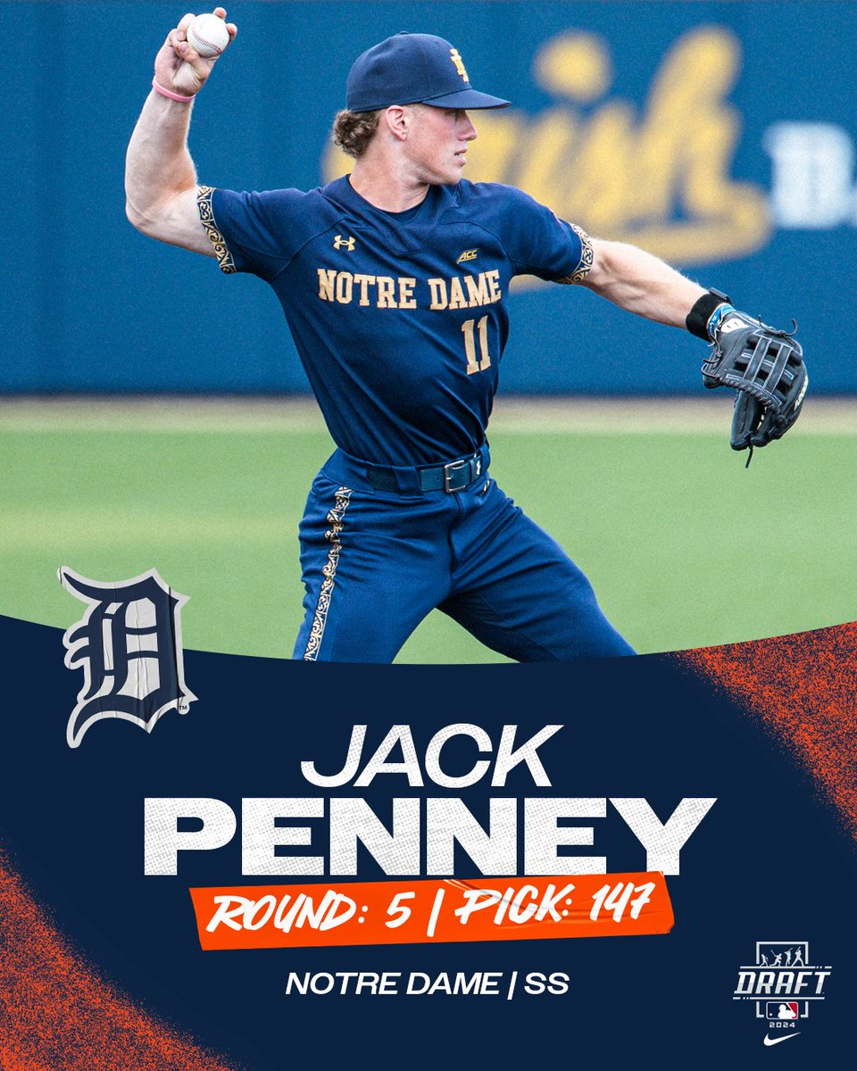 With the 147th pick in the 2024 #MLBDraft, the Detroit Tigers select SS Jack Penney.
