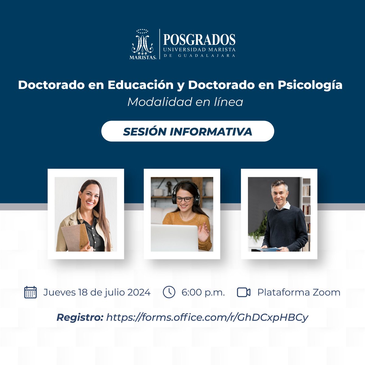 Si te interesa ser generador de ideas y soluciones en los campos de Educación y Psicología, súmate a nuestros doctorados. Conoce más en la próxima sesión informativa el 18 de julio a las 18:00 horas, por Zoom.

Regístrate aquí: forms.office.com/r/GhDCxpHBCy