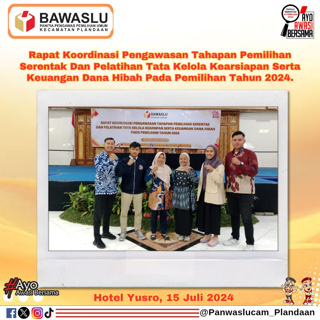 Panwasplandaan's tweet photo. Rapat Koordinasi Pengawasan Tahapan Pemilihan Serentak Dan Pelatihan Tata Kelola Kearsiapan Serta Keuangan Dana Hibah Pada Pemilihan Tahun 2024

#Bawaslu
#BawasluJatim
#BawasluJombang
#Panwaslu
#AwasiCegahTindak
#BawasluMengawasi
#AyoAwasiBersama
#PemiluPemilihan2024
#Pilkada2024 https://t.co/z4fbIAkUwk