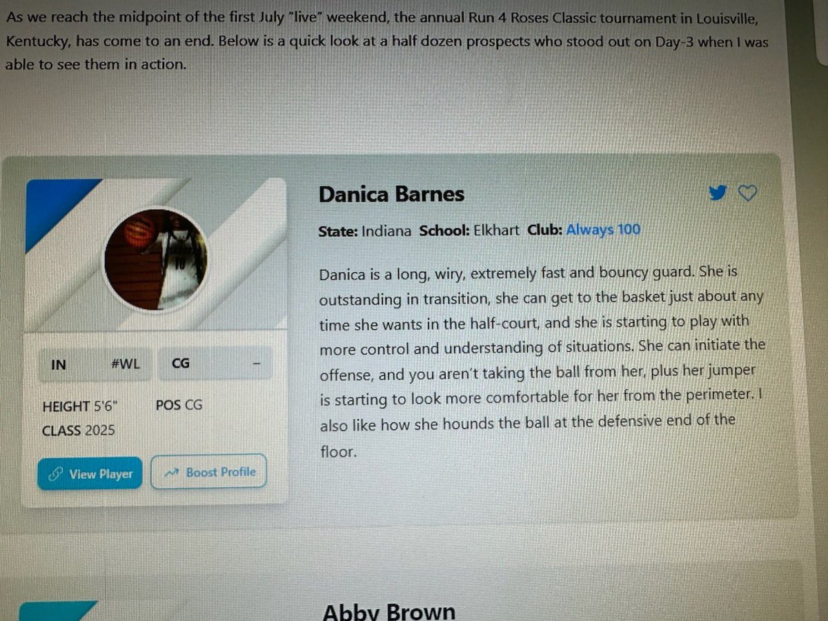 Thank you <a href="/PGHIndiana/">Prep Girls Hoops Indiana</a> for giving me exposure to showcase my skills in front of college coaches.❤️