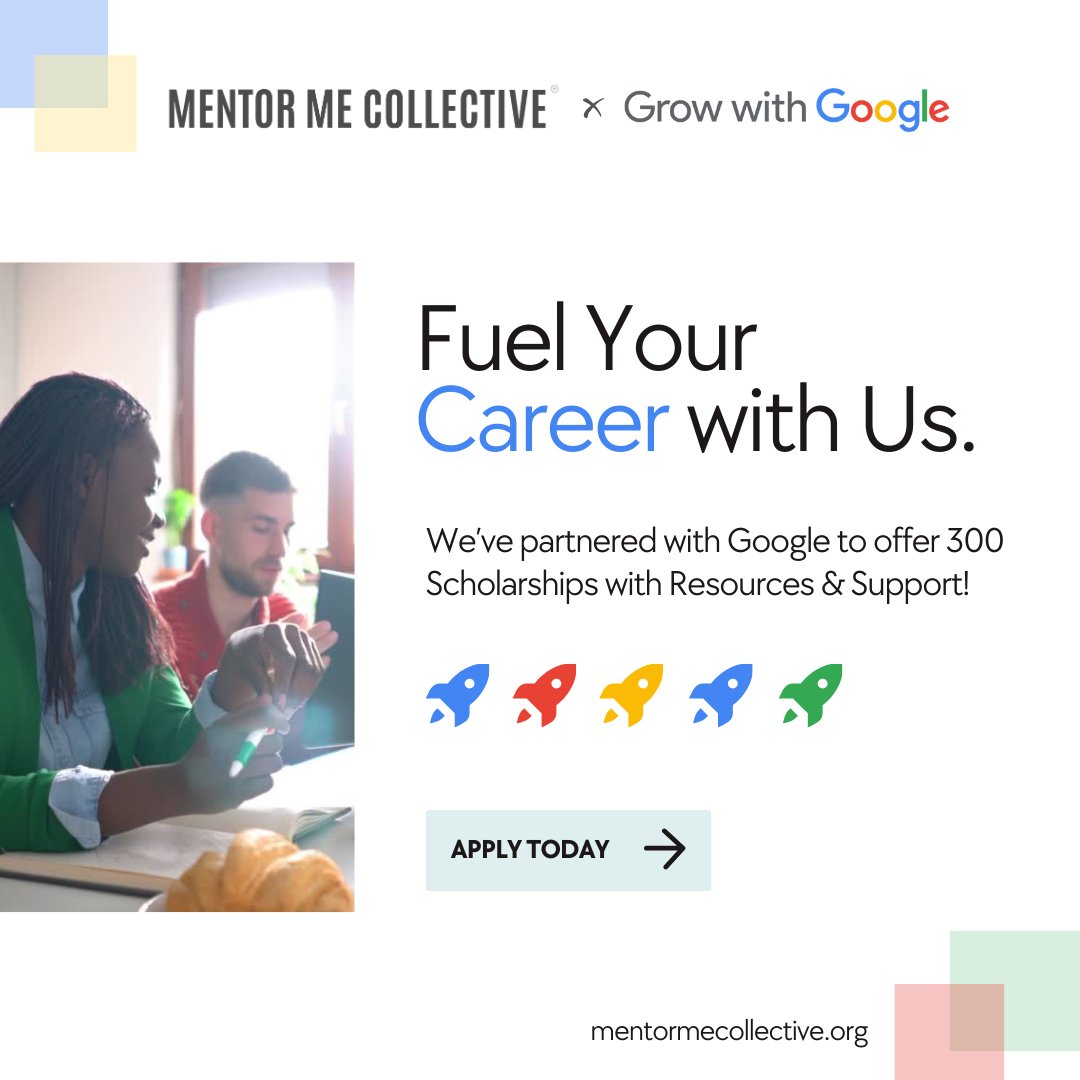 MMCollectivee's tweet photo. Don't miss out on this opportunity to grow, learn, and connect with a vibrant community of aspiring technologists.. free FREE. 

Applications close on July 26th at 11PM EST.
🔗 Apply Today: https://t.co/T4ulviWJj9

#gwg #free #growwithgoogle #mentor #mentormecollective https://t.co/2sRmyiqucq