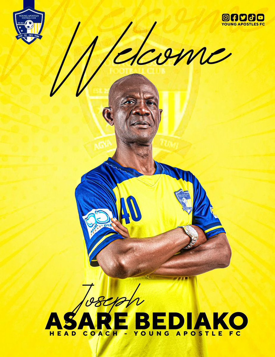 We are thrilled to inform you that <a href="/AsareBediako/">Asare Bediako Adams</a> has been appointed as our new head coach with immediate effect. This important decision has been made as the club gets ready for its first season in the <a href="/GhanaPremier/">Ghana Premier League</a> .🔥🔥🔥

<a href="/AnimSammy/">Sammy Anim Addo</a> <a href="/AccessBankGhana/">Access Bank Ghana Plc</a> <a href="/ghanafaofficial/">🇬🇭 Ghana Football Association</a>