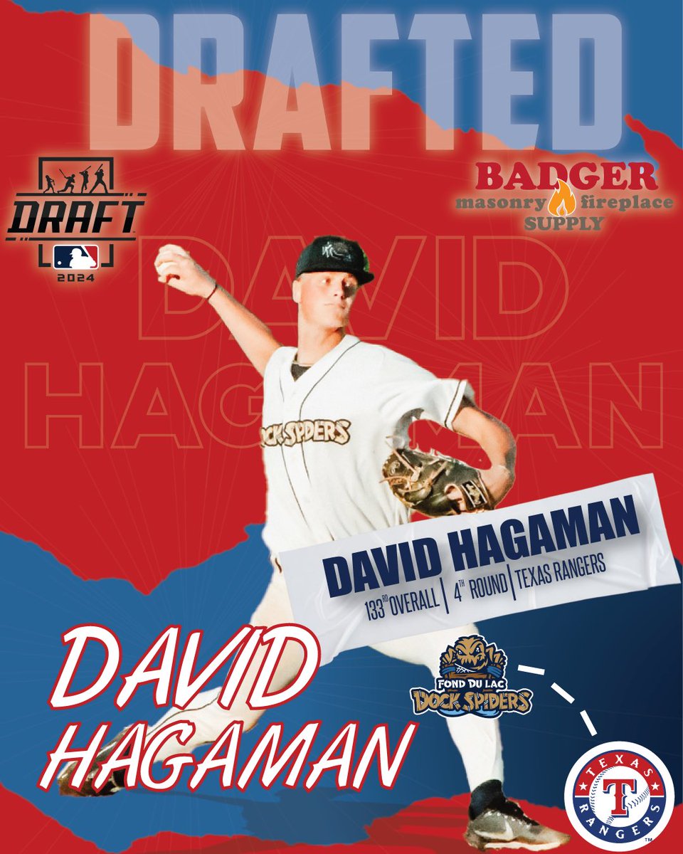 Congratulations to Dock Spiders alum David Hagaman on being drafted with the 133rd Overall Pick by the <a href="/Rangers/">Texas Rangers</a> ! 
#SpinTheWeb