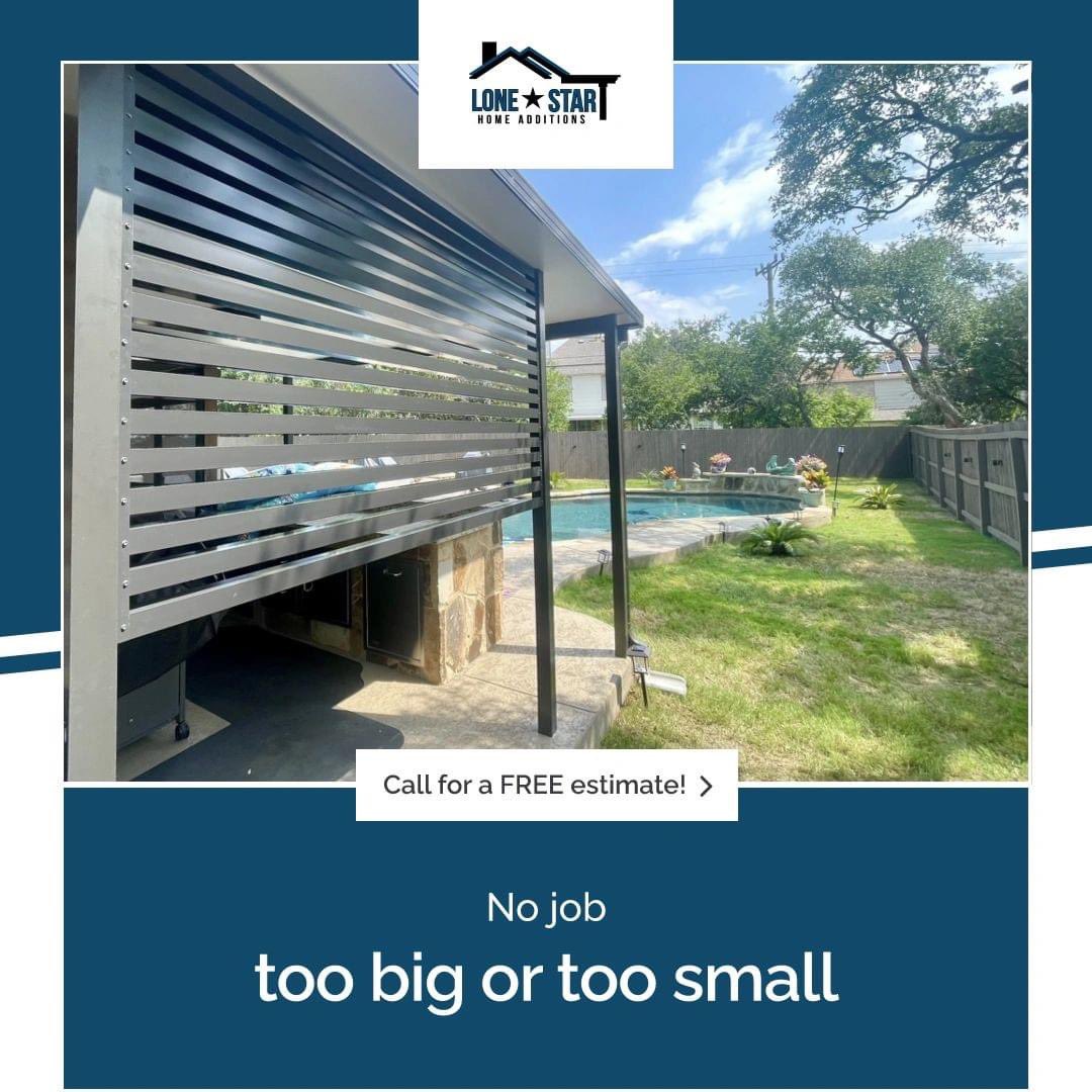 LSHomeAdditions's tweet image. 🌟 Transform Your Outdoor Space Today! 🌟

No job too big or too small. Our expert team specializes in patio covers, aluminum pergolas, screen room enclosures, sunrooms, privacy walls, and seamless gutters. 🏡✨

📞 Call for a Free Estimate!

lonestarhomeadditions.com
210-986-0628