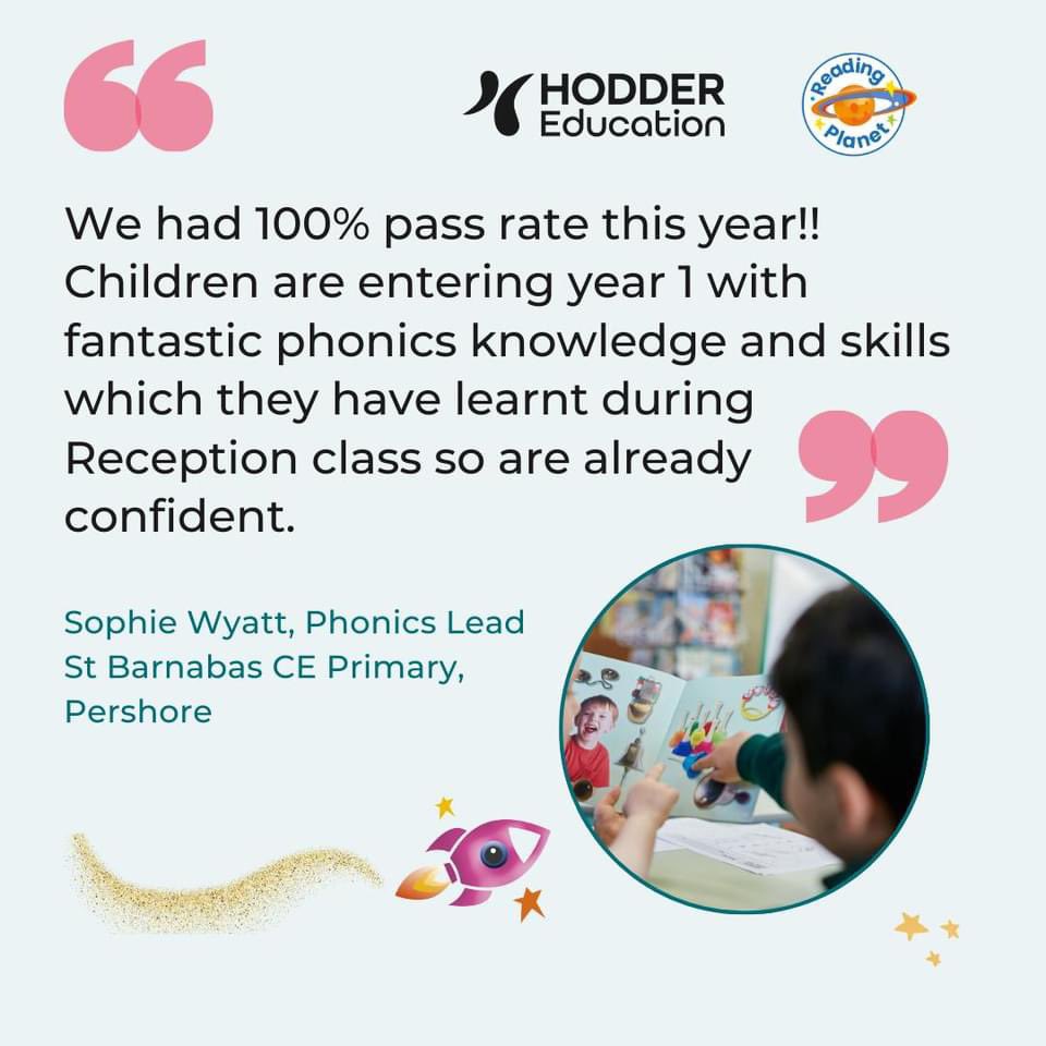 MandyHumphries7's tweet photo. Just a couple of our Rocket Phonics schools with amazing Phonics screening results. #phonics #reading #storybased #EYFS https://t.co/sJ4eQpexdw