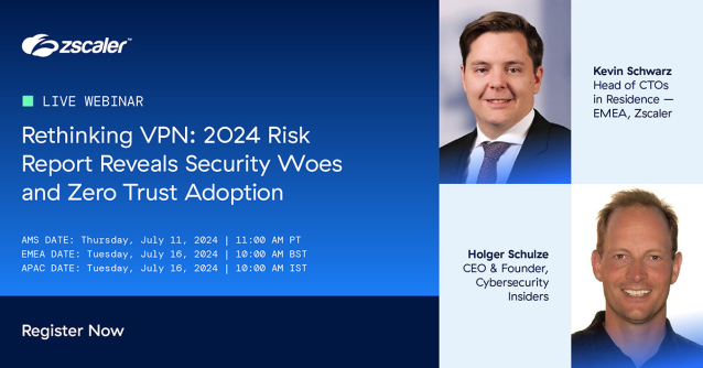 bstillwagon1's tweet photo. Join #Zscaler and #CSI experts as we explore the ThreatLabz 2024 VPN Risk Report with Cybersecurity Insiders. The report found that 56% of enterprises suffered cyberattacks that targeted VPN vulnerabilities in the past year. Register now. https://t.co/TfVUqWrzbr https://t.co/X7Ml6MhxAz
