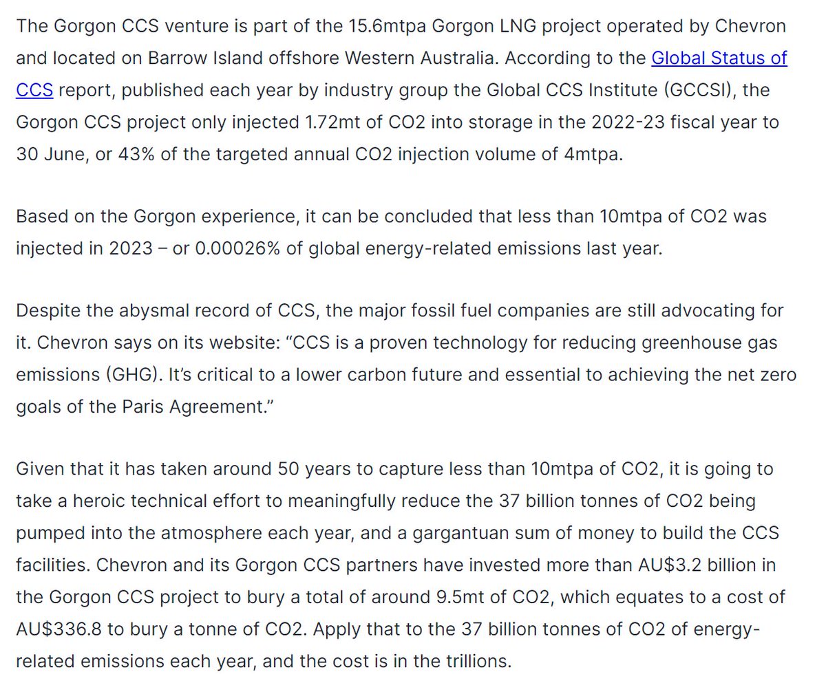 There are decades of  actual research, reports and analysis on CCS. This article takes four paragraphs to highlight one of the worst projects

One which CCS advocates aren't fond of either x.com/EPernot/status…