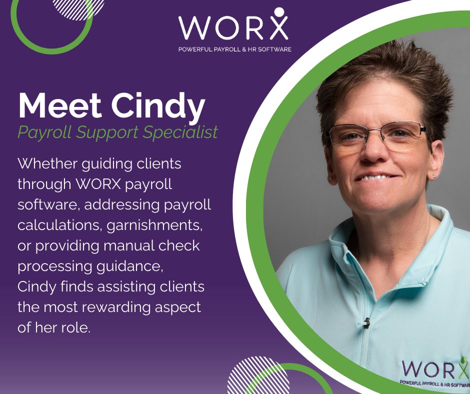 WorxPayroll's tweet photo. Meet Cindy! She handles client questions about pay rates and taxes, ensuring accurate payroll reports before submission. This proactive approach boosts trust in WORX Payroll. Book a call with Sales Exec Josh Putman: https://t.co/rxcjKzDmjg https://t.co/FRXjNKNnG0