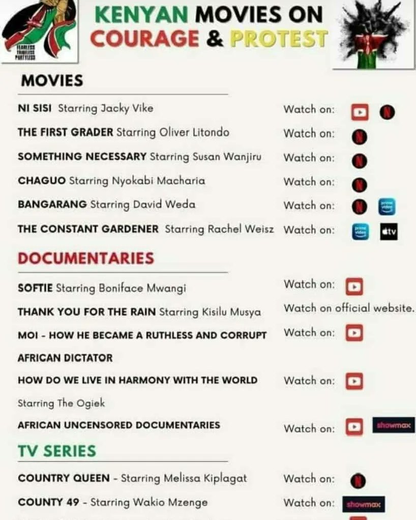 MyMoviesAfrica1's tweet photo. 🇰🇪 #MoviesOfCourage

✊ As the important Protests continue to hold the Government accountable to its Citizens, https://t.co/Smu55py1gg™ offers additional Inspiration from our History, FREE this Week in Kenya, here https://t.co/CWAAhUDs2j

No Subscription required! 🤩 https://t.co/fNSvV2iOti