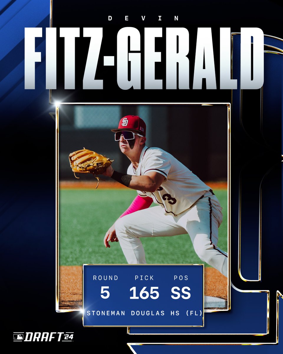 With the 165th pick of the 2024 #MLBDraft, the Texas Rangers select SS Devin Fitz-Gerald from Stoneman Douglas HS (FL).