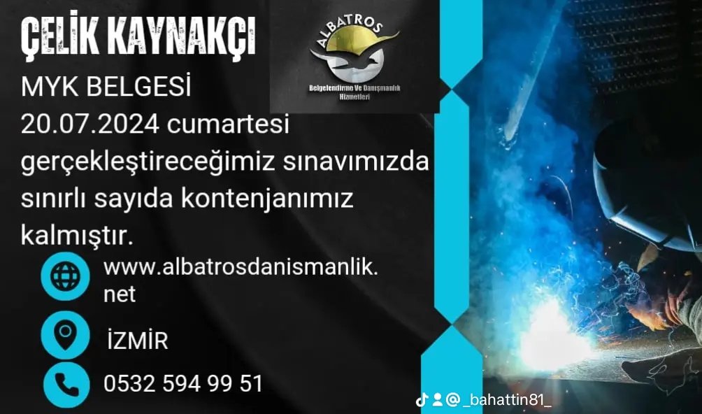 mostar_baha's tweet photo. #albatrosbelgelendirmevedanışmanlık #albatros #MYK #meslekeğitim #MYKbelgesi #YÖK #yökonaylısertifika #edevlet #edevletonaylısertifika #vize #vizeonaylı #çelikkaynak #kaynakçı #kariyer #osgb #üniversite #işegiriş #meslekiyeterlilik #izmir #hatay #osmaniye #ankara #işealım #belge https://t.co/G7gmqeoOOT