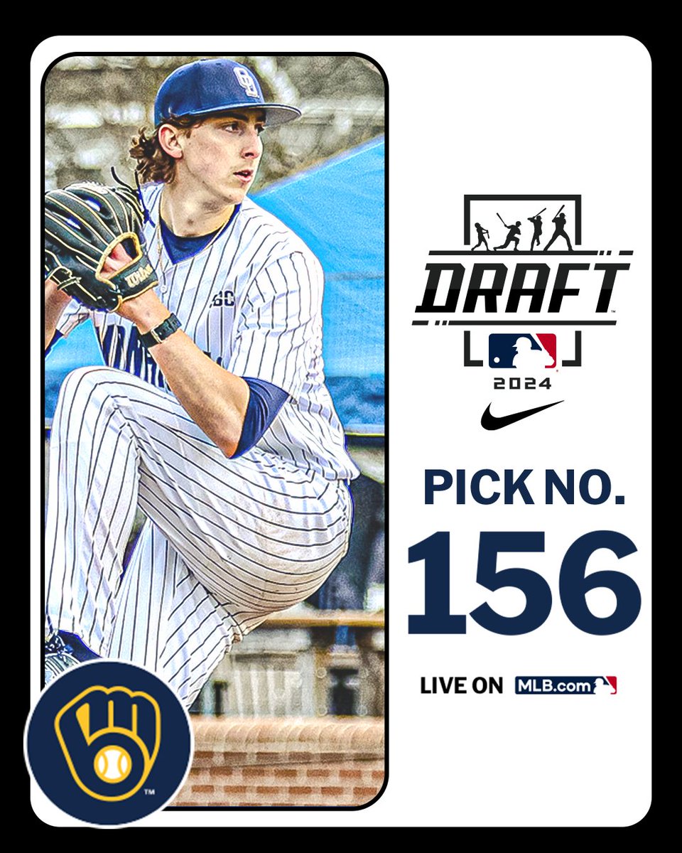 With their 5th-round pick (No. 156 overall), the <a href="/Brewers/">Milwaukee Brewers</a> select <a href="/ODUBaseball/">Old Dominion Baseball</a> RHP John Holobetz.

Watch LIVE: atmlb.com/3zJ3gua