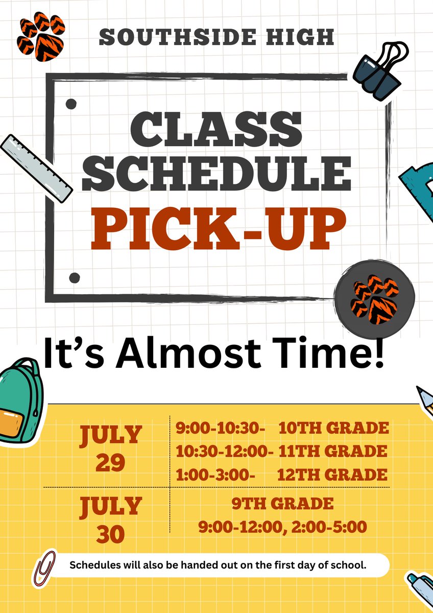 🗓️Mark your calendars for student class schedule pick-up by grade level! <a href="/gcschools/">Greenville County Schools</a> 

#itsagreatyeartobeatiger🐅