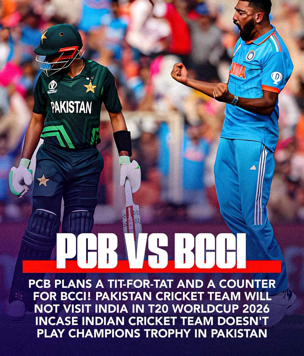 According to sources PCB plans a tit-for-tat and a counter for BCCI! Pakistan Cricket Team will NOT visit India in T20 WorldCup 2026 incase Indian Cricket Team doesn't play Champions Trophy in Pakistan.

#PCB #ChampionsTrophy2025 #cricket