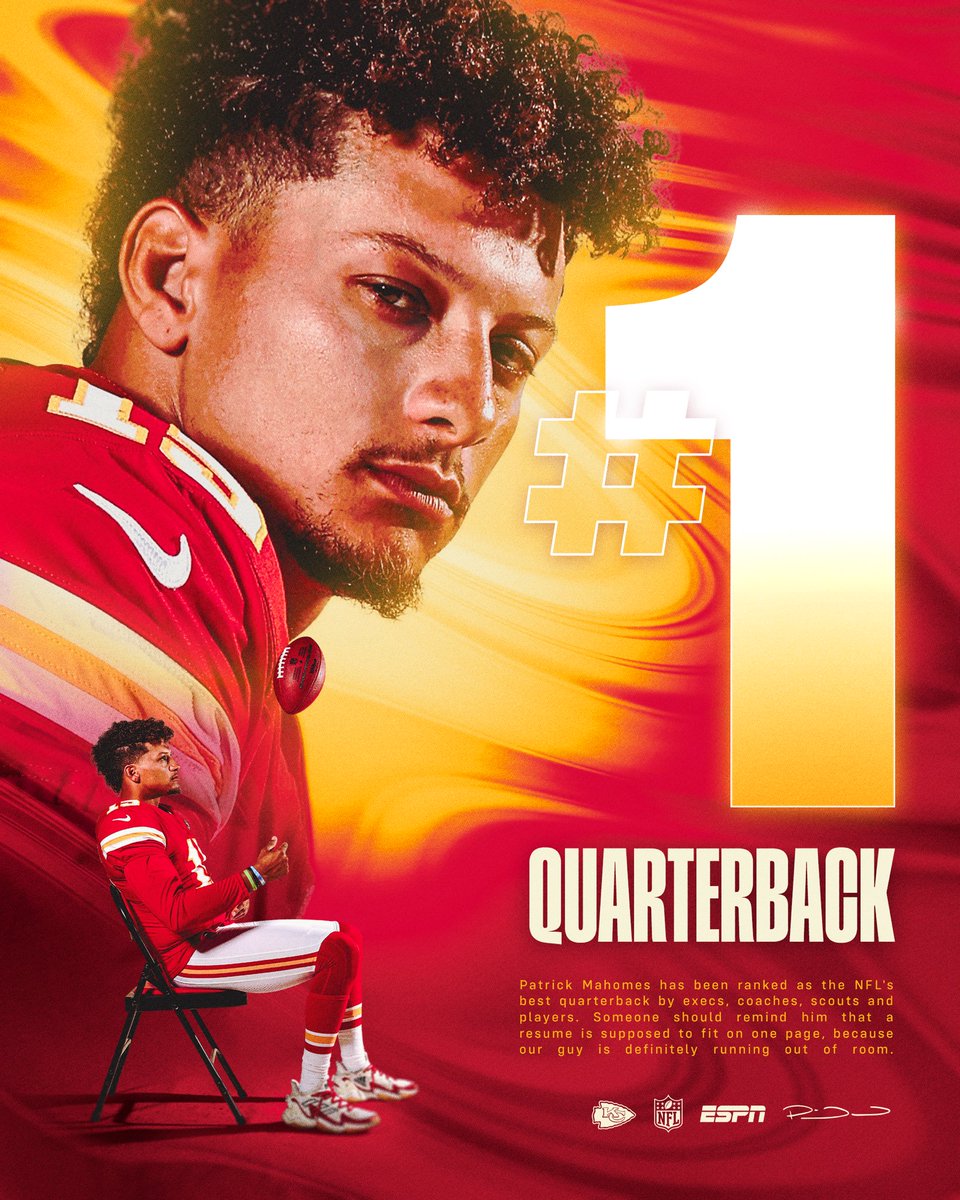 Chiefs's tweet photo. QB1 strikes again. Congratulations, @PatrickMahomes 🚀 https://t.co/q3kiFLOfRl