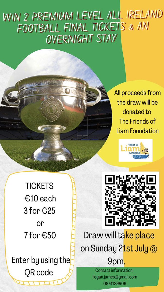 jamesfegan1's tweet photo. Draw for 2 All Ireland Football Final Premium Level tickets and an overnight stay in Dublin. @Armagh_GAA @EyeSideline @Galway_GAA 

https://t.co/b81Q0MrJFk https://t.co/e94S3S03Jf