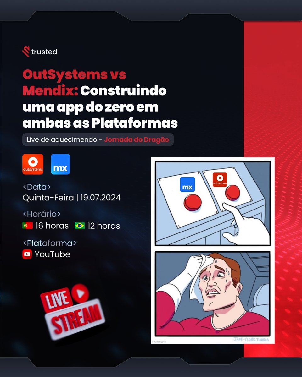 TrustedSchool's tweet photo. 📢 Preparem-se para mais uma live épica de aquecimento para a nossa imersão "Jornada do Programador Dragão"! 🐉🚀
 
Não perca essa chance de aprimorar suas habilidades! Marque na sua agenda: https://t.co/BtPEh45kfn

Nos vemos na quinta-feira! https://t.co/vXl7AVXvBO