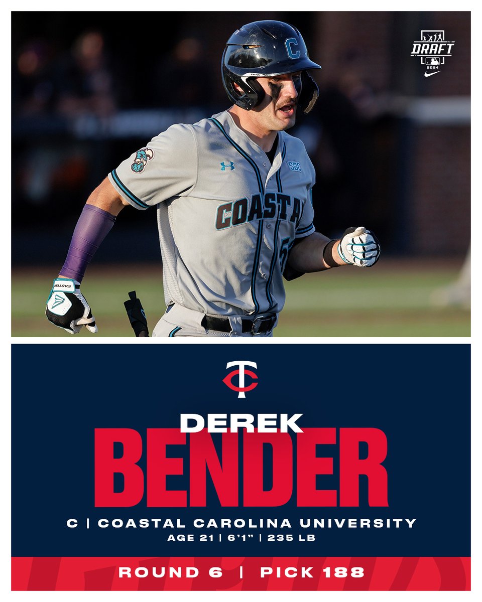CC ➡️ TC

With the 188th pick of the 2024 #MLBDraft, we have selected Derek Bender.