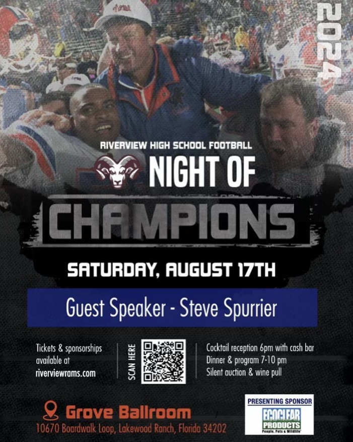 Riverview HS (@riverview_hs) on Twitter photo Scan the QR code below to join us for the Night of Champions with our guest speaker: Steve Spurrier! Meet the legend himself while supporting <a href="/RamsRhsFootball/">Riverview Football</a>! #RamNation Scan the QR code below to join us for the Night of Champions with our guest speaker: Steve Spurrier! Meet the legend himself while supporting <a href="/RamsRhsFootball/">Riverview Football</a>! #RamNation