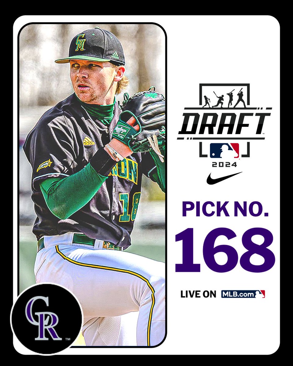 MLB Draft (@mlbdraft) on Twitter photo With their 6th-round pick (No. 168 overall), the <a href="/Rockies/">Colorado Rockies</a> select <a href="/MasonBaseball/">George Mason Baseball</a> left-handed pitcher Konner Eaton, No. 180 on the Top 250 Draft Prospects list.
Watch LIVE: atmlb.com/3zJ3gua With their 6th-round pick (No. 168 overall), the <a href="/Rockies/">Colorado Rockies</a> select <a href="/MasonBaseball/">George Mason Baseball</a> left-handed pitcher Konner Eaton, No. 180 on the Top 250 Draft Prospects list.
Watch LIVE: atmlb.com/3zJ3gua