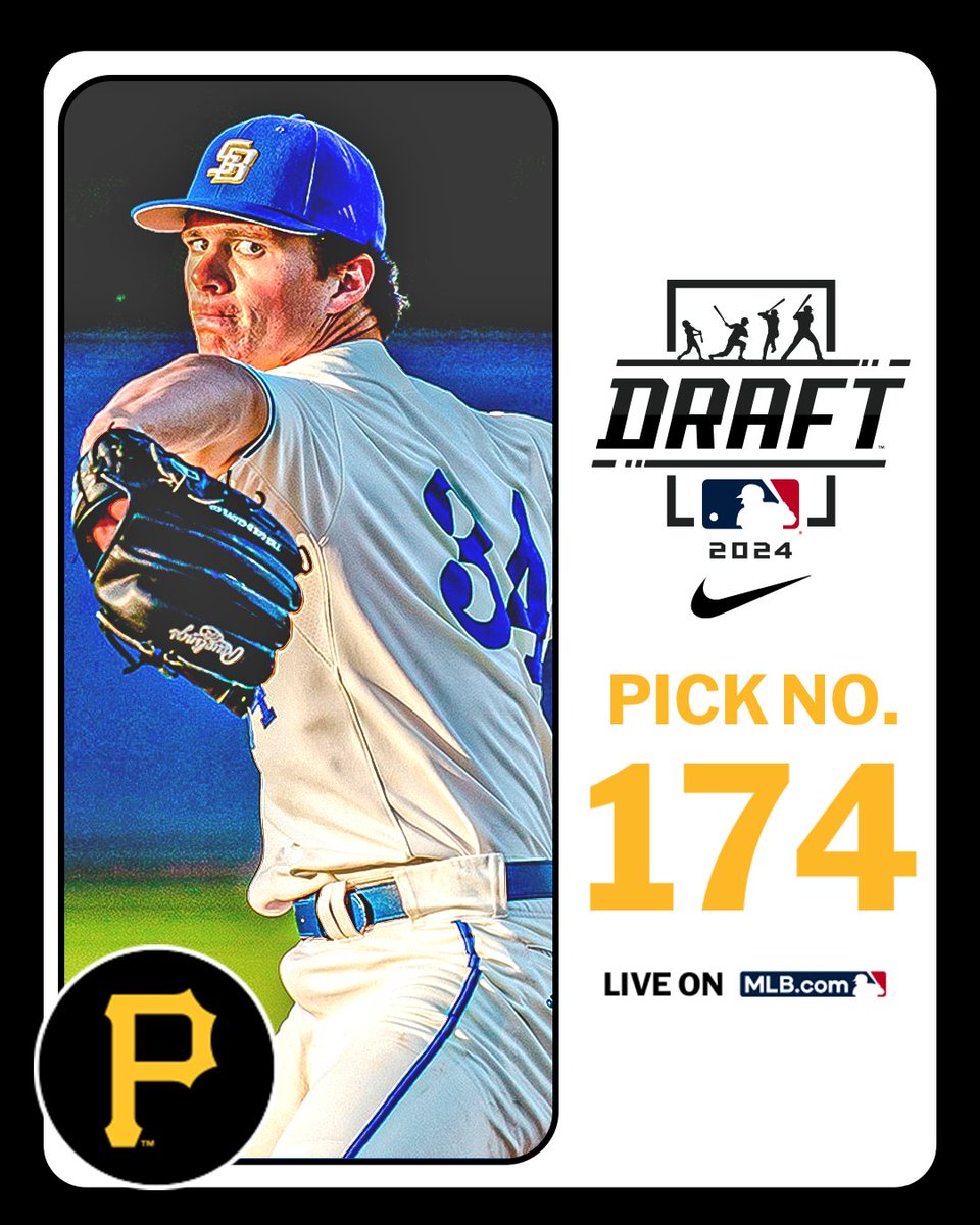 MLB Draft (@mlbdraft) on Twitter photo With their 6th-round pick (No. 174 overall), the <a href="/Pirates/">Pittsburgh Pirates</a> select <a href="/UCSB_Baseball/">UC Santa Barbara Baseball</a> right-handed pitcher Matt Ager, No. 135 on the Top 250 Draft Prospects list.
Watch LIVE: atmlb.com/3zJ3gua With their 6th-round pick (No. 174 overall), the <a href="/Pirates/">Pittsburgh Pirates</a> select <a href="/UCSB_Baseball/">UC Santa Barbara Baseball</a> right-handed pitcher Matt Ager, No. 135 on the Top 250 Draft Prospects list.
Watch LIVE: atmlb.com/3zJ3gua