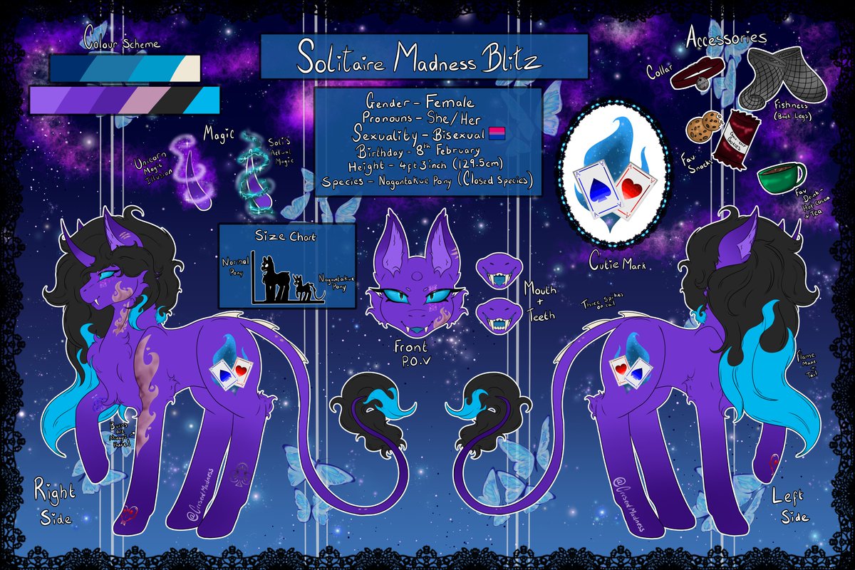 CresentMadness's tweet photo. Finally got round to making an updated reference sheet for my main sona!

Solitaires looking so much better and more me than when I created her all the way back in 2013! https://t.co/UoogmN3Dre