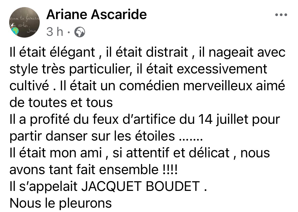 JFGuyot's tweet photo. Décès de Jacques #BOUDET: l’hommage d’Ariane Ascaride (sur Facebook) https://t.co/RqIyMSZynB