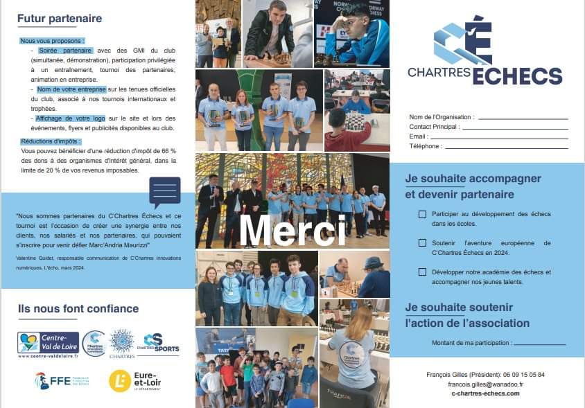 C'Chartres Echecs Champion de France 2024. 
Vous voulez participer à l'aventure de Chartres Echecs, rejoignez-nous !!
