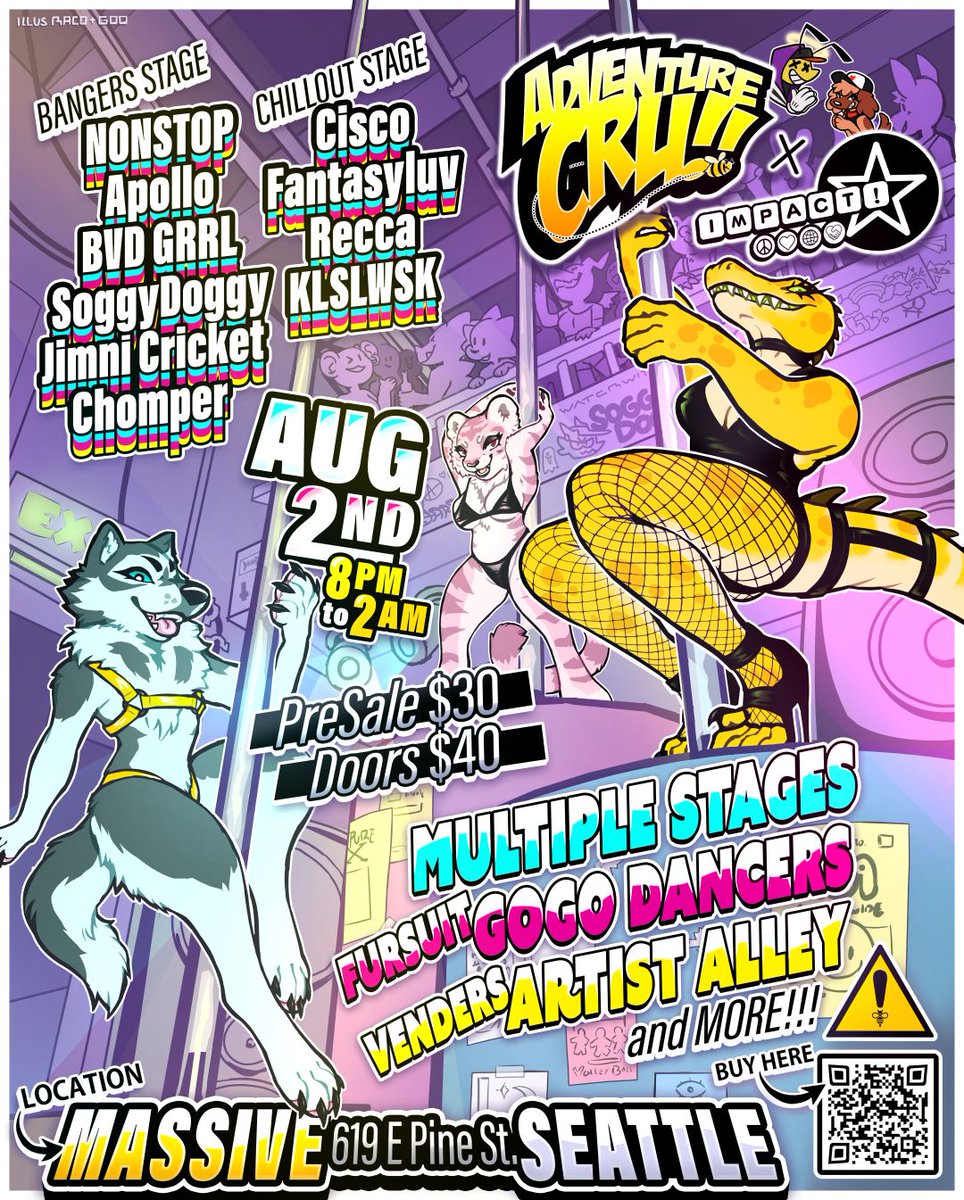ARE Y'ALL READY???
Because we have our full lineup and flyer for ADVENTURE CRU X IMPACT! and it is STACKED!

On the bangers stage, NONSTOPPUP, APOLLO, BVDGRRL, SOGGY DOGGY, JIMNI CRICKET, AND CHOMPER!

On the chill stage, CISCO, FANTASYLUV, RECCA, AND KLSLWSK!

🎫 👇 🎫 👇🎫 👇