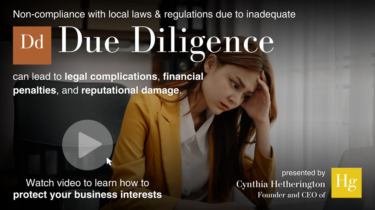 Without doing any due diligence, you can unintentionally violate local labor laws and face substantial fines &amp; reputational harm.

Cynthia Hetherington explains why #DueDiligence matters and how to protect your business interests: penguinly.social/DD05