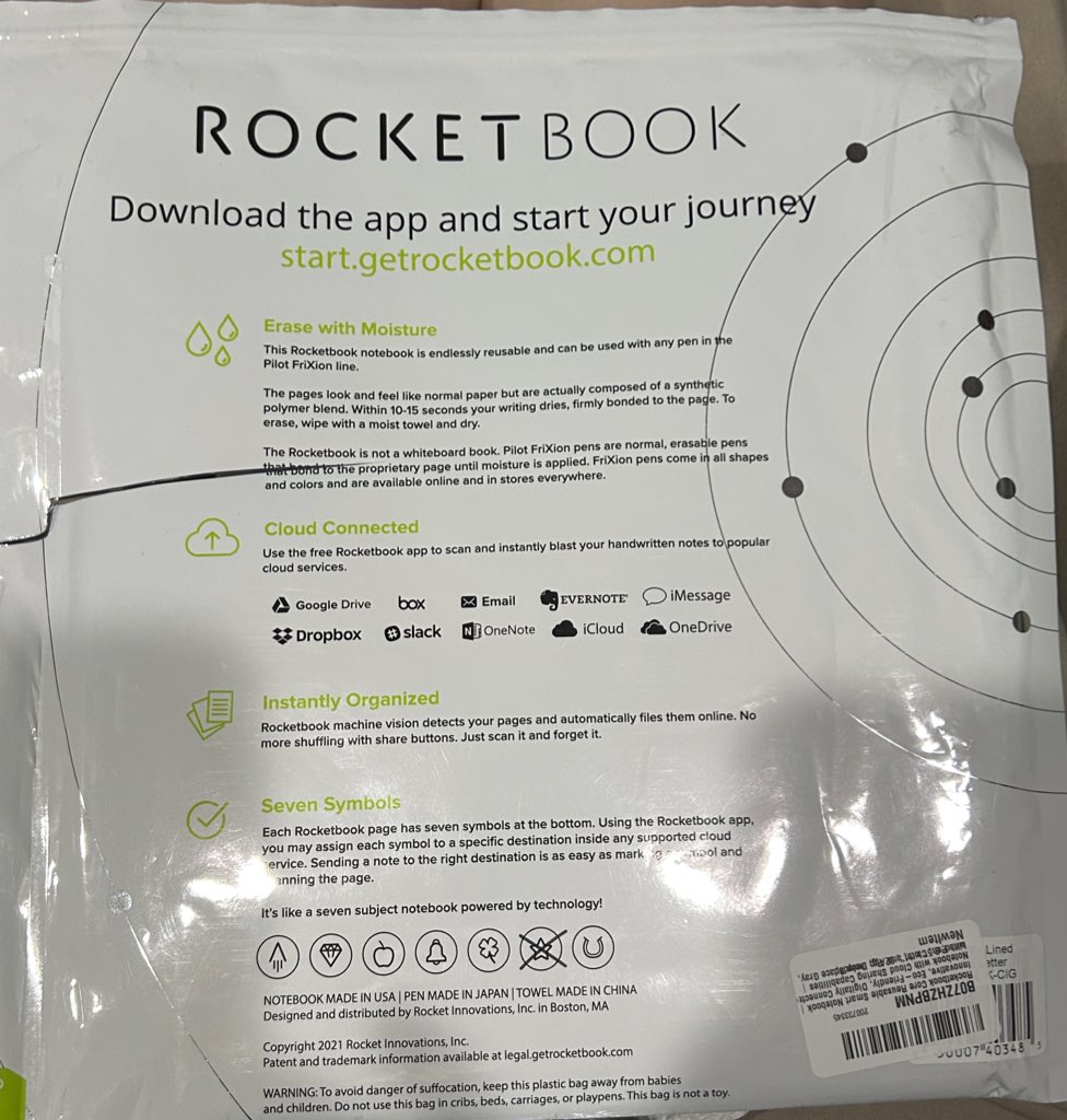 DiggerKPs139's tweet photo. Okay…I have seen several of you post that you have a @GetRocketbook so I decided to buy one to see what it’s all about. Who can help me get started? Please tell me all of the tips &amp; tricks. I can’t wait to learn more! #ROCKETBOOK https://t.co/c4oOlJRggg