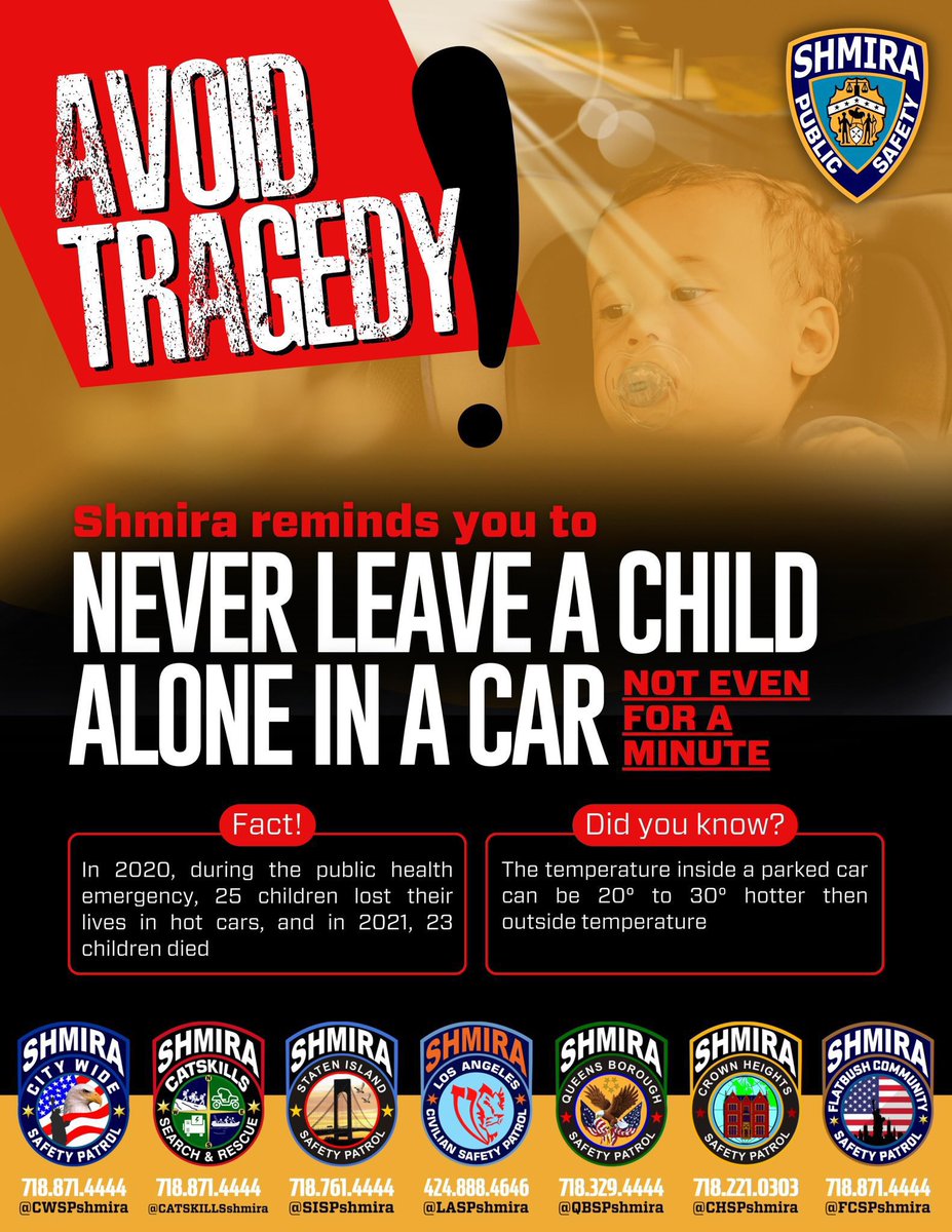 QBSPshmira's tweet photo. #AvoidTragedy: We are reminding everyone again that the summer heat is upon us. The temperature inside a car can create a deadly scenario, NEVER LEAVE A CHILD (or pet) IN A CAR EVEN FOR ONE MINUTE. #HeatStrokeKills #LookBeforeYouLock #PublicSafety https://t.co/Ow8MN4qBbU