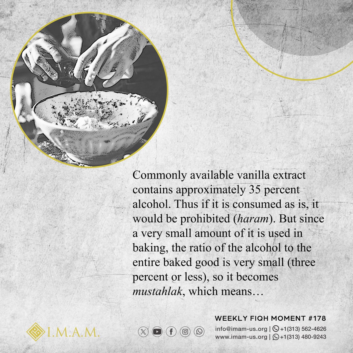 IMAMS's tweet photo. Is it permissible to consume foods that contain vanilla extract?  

 #vanillaextract #vanilla #alcohol #food #baking #cake #pastery #sweets  #halal #sayyidsistani https://t.co/74EYx0gOrl